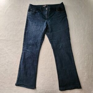 Reitmans Jeans Petites 10 P 32W 28L Wide Leg Boot Cut Navy Stretch 10P